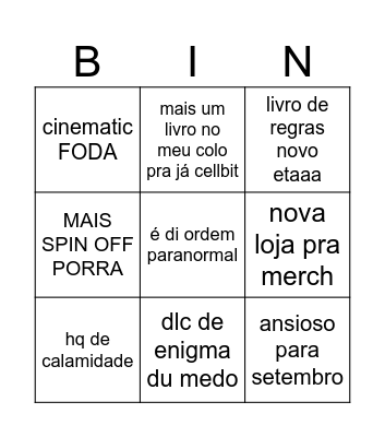 segredos os segredos Bingo Card