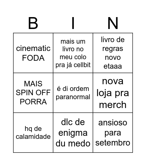 segredos os segredos Bingo Card
