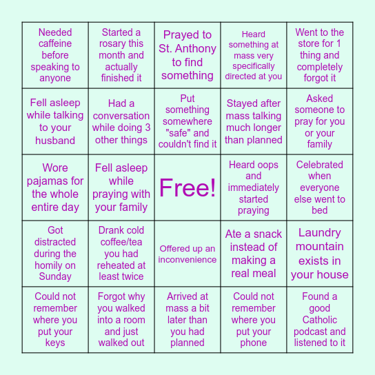 Mom Life: Relatable Chaos Bingo Card