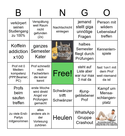 Erstes Semester 26/27 Bingo Card