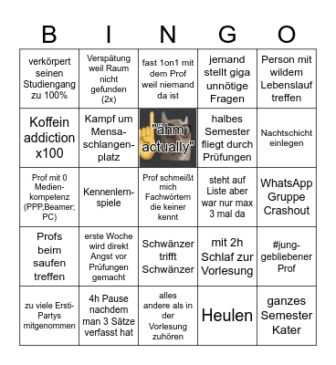 Erstes Semester 26/27 Bingo Card