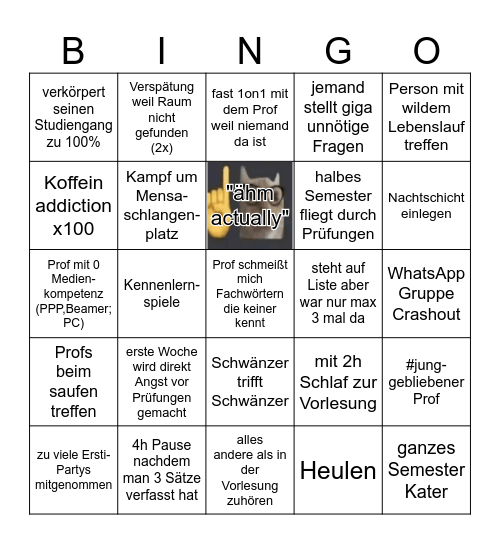 Erstes Semester 26/27 Bingo Card