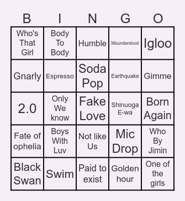 Precious Bingo Card