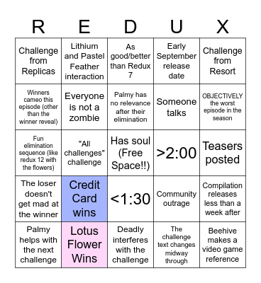redux 13 predictions Bingo Card