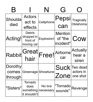 B-Movie Bingo - TWISTER Bingo Card