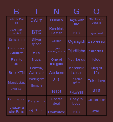 PEACE MAKER 😁😁 Bingo Card