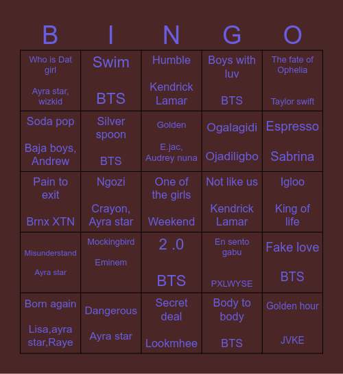 PEACE MAKER 😁😁 Bingo Card