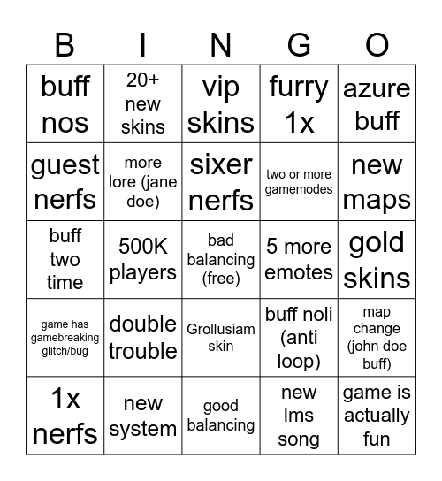 bingo summer update Bingo Card