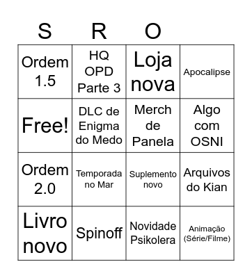 BINGO ORDEM SEGREDOS Bingo Card