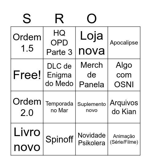BINGO ORDEM SEGREDOS Bingo Card