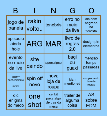 segredos revelados Bingo Card