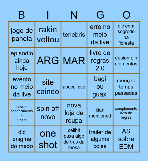 segredos revelados Bingo Card