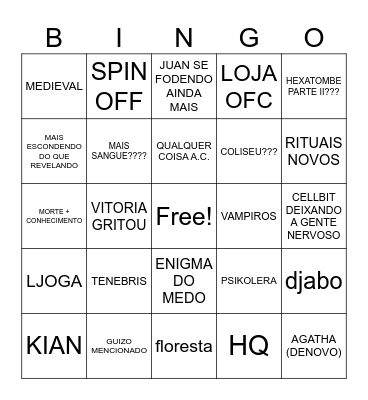 segredos revelados bingo Card