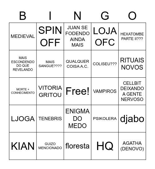 segredos revelados bingo Card