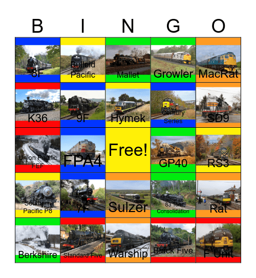 The Rockies to the Red Rocks and other Fast Passenger Trains Bingo Card