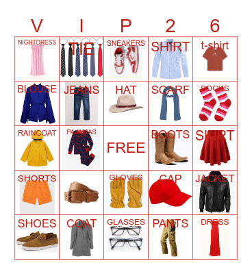CLOTHES AND ACESSORIES Bingo Card