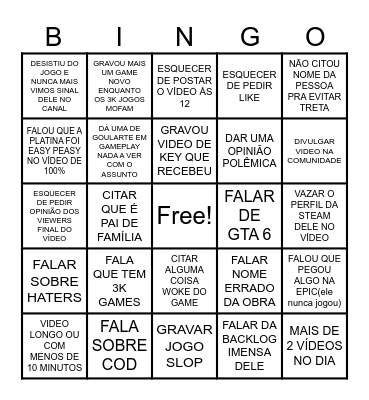 Bingo do Espartano Bingo Card