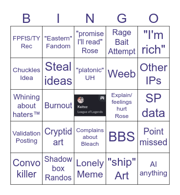 UH Fandom Bingo Card