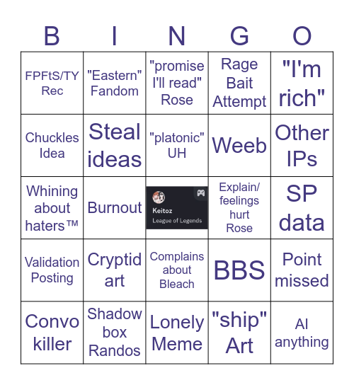 UH Fandom Bingo Card