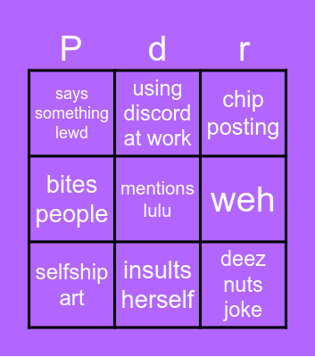 Pandora Bingo Card