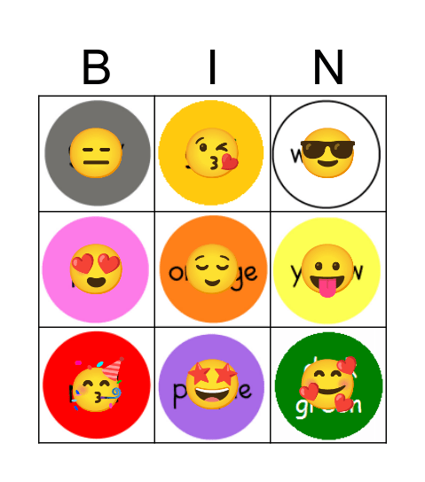Colour Bingo Card