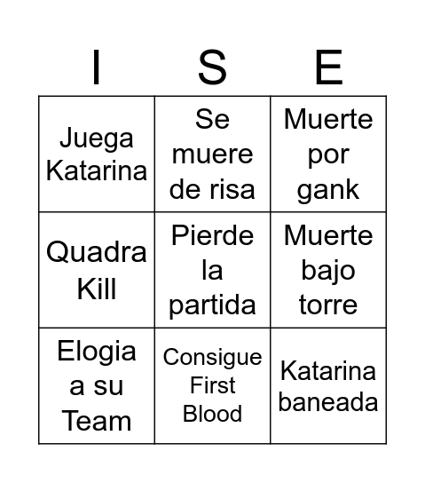 Ise´s Bingo Ronda2 Bingo Card