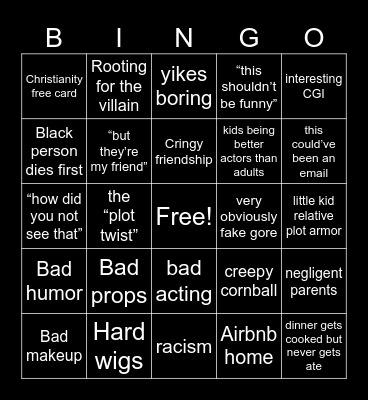 Bad horror bingo Card