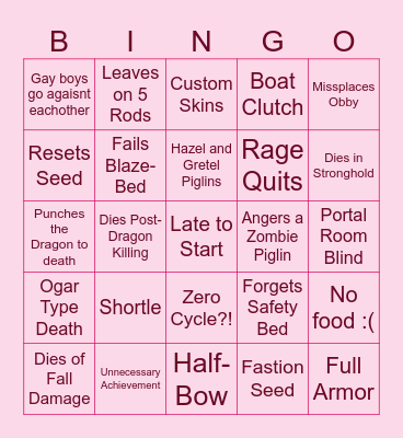 Bounce-offs Bingo Card