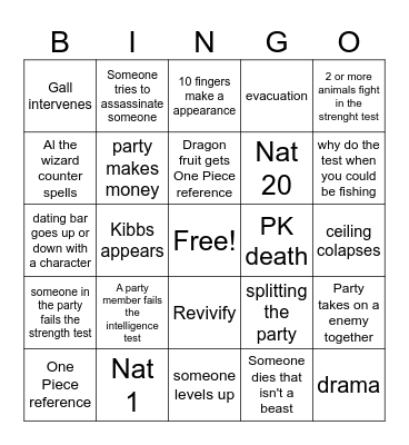 Session 9 bingo of VTable Bingo Card