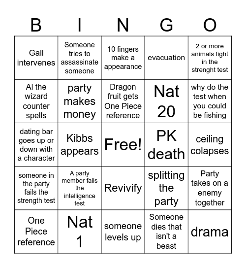 Session 9 bingo of VTable Bingo Card