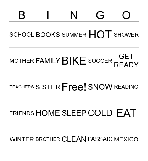 OMAR  Bingo Card