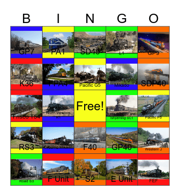 The New River Train and other Passenger Trains across America Bingo Card