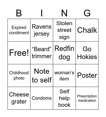 Jeff’s house Bingo Card
