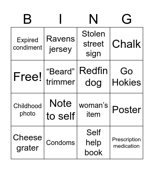 Jeff’s house Bingo Card