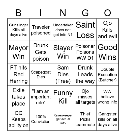 Tinyville Bingo Card