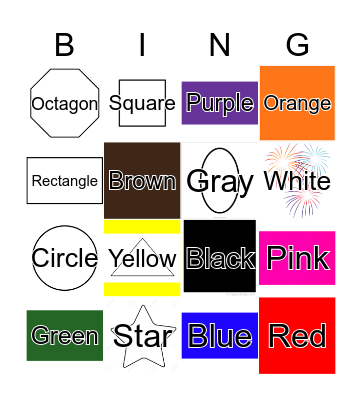Color and Shapes Bingo Card