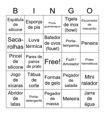 Chá de Cozinha Andreia e Fábio Bingo Card