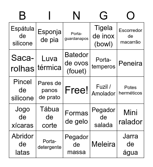 Chá de Cozinha Andreia e Fábio Bingo Card