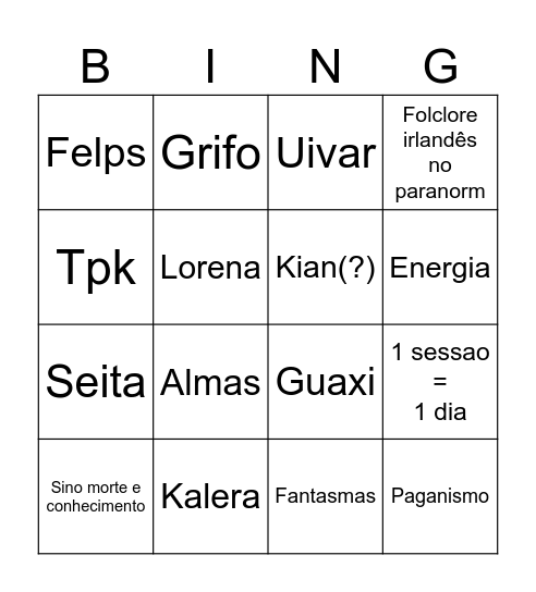 Vigilia Bingo Card