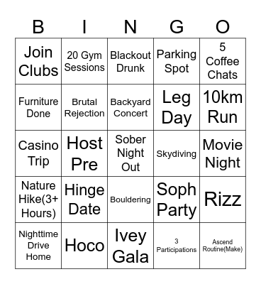September Bingo Card
