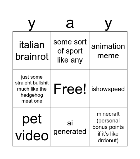yt bingo Card