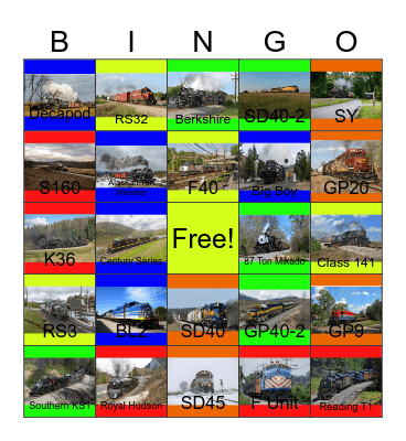 The Red River Valley and Western Railroad and other Regional Railroads that I would like to operate while Laurie passed away one day Bingo Card