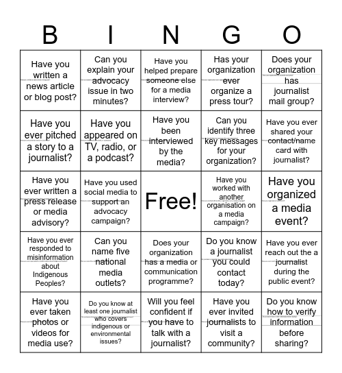 Assess your media engagement experiencse Bingo Card