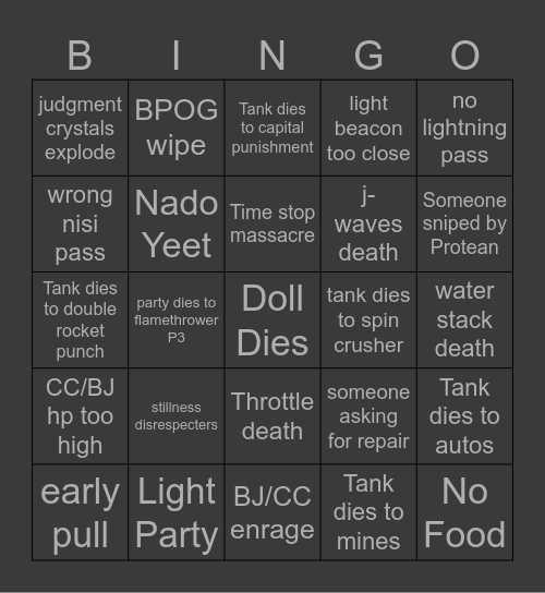 The TEA PF experience Bingo Card