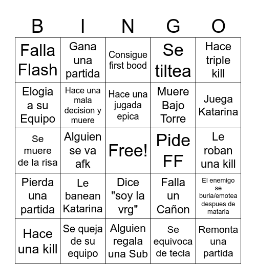Ise´s Bingo Card