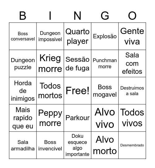 Bingo E lamos nois Bingo Card