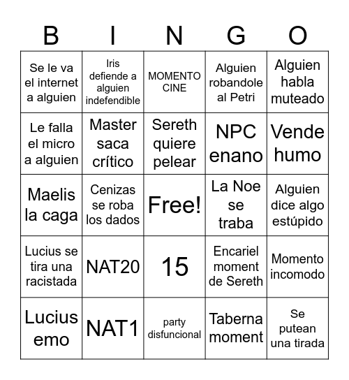 BINGO DAGAS Bingo Card