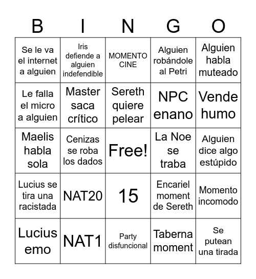 BINGO DAGAS Bingo Card