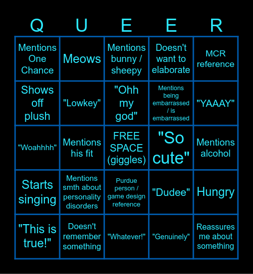 MichealCycael Bingo Card