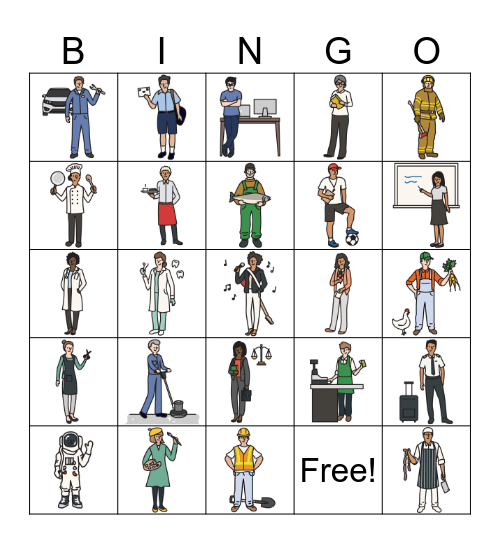 Jobs/Occupations Bingo for ESL Students Bingo Card